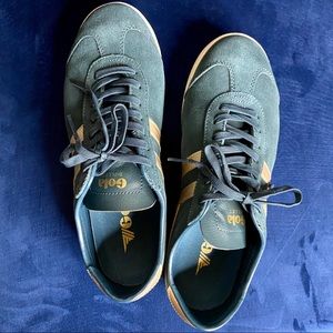 Gola Bullet Pearl Suede Sneakers - Teal and Gold